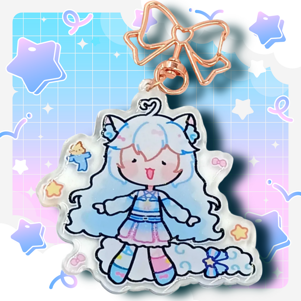 Nyabi Nya Glitter Keychain W/ RoseGold Bow Clasp